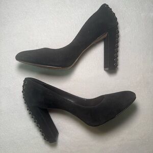 Vince Camuto Black Suede Heels with Lace-Up Design